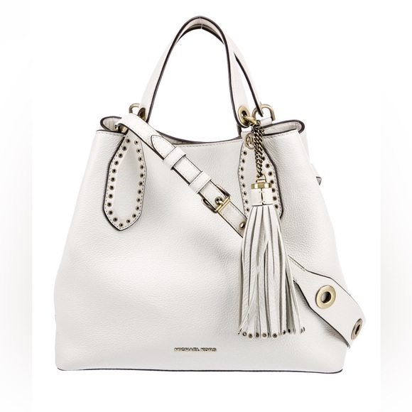 Michael Kors Handbags - Michael Kors White Studded Thick Leather Tote Handbag Gorgeous EUC